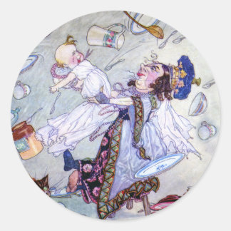 De hertogin & het varken Baby in Alice in Wonderla Ronde Sticker