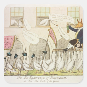 De herverkiezing van Reynard of Fox Vierkante Sticker