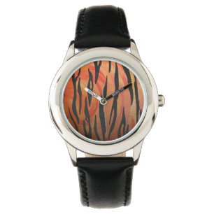 De Hete oranje en Zwarte Druk van de tijger Horloge