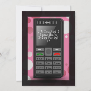 De hete Roze Telefoon Teen Birthday Partij Uitnodi Kaart