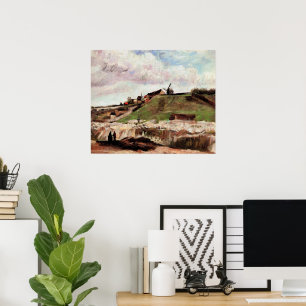 De heuvel van Montmartre met steengroeve door Vinc Poster