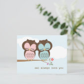 De hibou amour toujours vous carte postale douce (Debout devant)