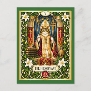 De Hiërofant Kat Tarot - Traditie en Wijsheid Briefkaart