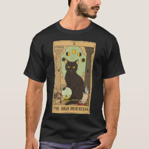 De High Priestess Tarot Card Black Cat Mystical T-shirt
