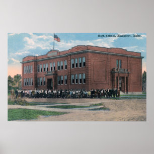 De High School met Faculteit en Studenten Poster
