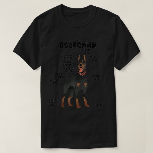 De hilarische anatomie van een Doberman T-shirt (Design voorkant)