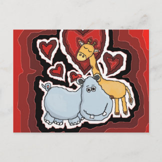 de Hippo, de Giraffe en het hart. Briefkaart