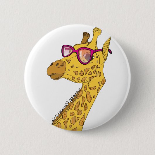De Hipster-Giraffe Ronde Button 5,7 Cm (Voorkant)