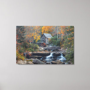 De historische graanmolen op Glade Creek Canvas Afdruk