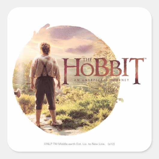 De Hobbit Logo met BILBO BAGGINS™ Back Vierkante Sticker (Voorkant)