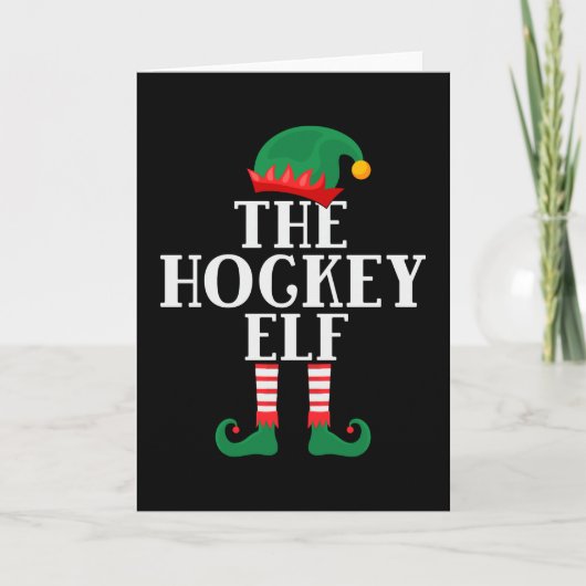 De Hockey Elf Grappige Kerstmis Kaart (Voorkant)