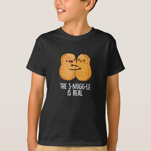 De hoek is echt grappig, nugget pun Dark BG T-shirt (Voorkant)