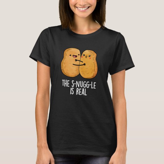 De hoek is echt grappig, nugget pun Dark BG T-shirt (Voorkant)