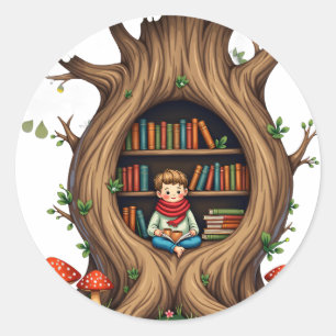 De holle boomhoek ronde sticker