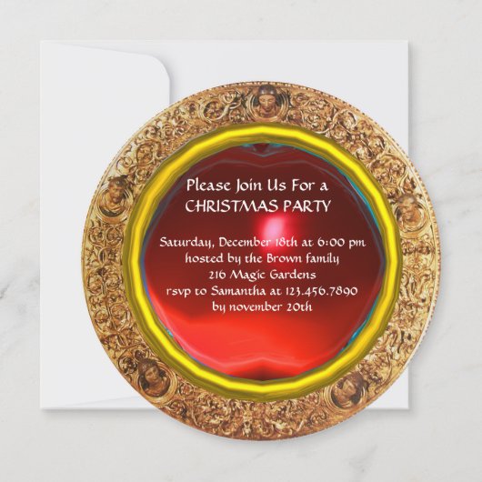 DE HOLY FAMILY CHRISTMAS PARTY Red Ruby Gem Kaart (Achterkant)