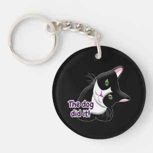 De hond deed het Cat Sleutelhanger