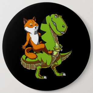 De Hond die van Inu van Shiba Dinosaurus t-Rex Ronde Button 6,0 Cm