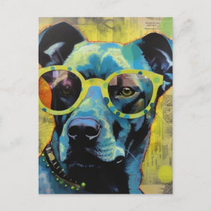 De hond in de Poolse Dot Glasses Briefkaart