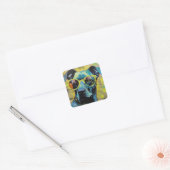 De hond in de Poolse Dot Glasses Vierkante Sticker (Envelop)