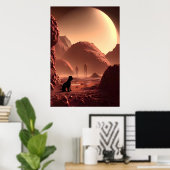 De hond op Mars | AI Art Poster (Thuiskantoor)