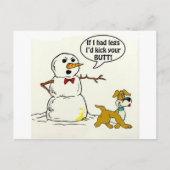 De hond plast op Sneeuwman Briefkaart (Voorkant)