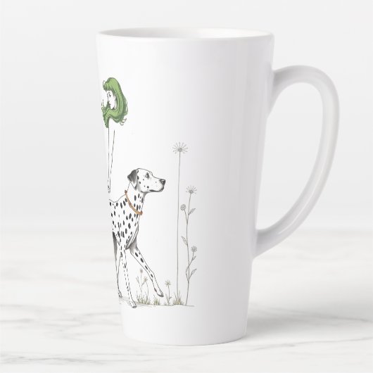 De hond rondlopen latte mok (Rechts)