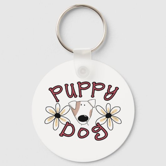 De Hond van het Puppy van bloemen Sleutelhanger (Voorkant)