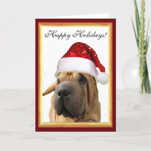 De hond van Shar Pei van Kerstmis Feestdagen Kaart