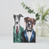 De honden in business suits briefkaart (Staand voorkant)