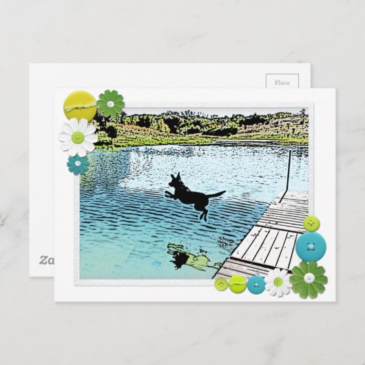 De hondendagen van de zomer aan het meer briefkaart (Voorkant / Achterkant)