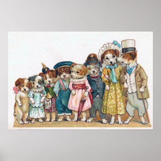 "De hondenfamilie" Vintage Poster (Voorkant)