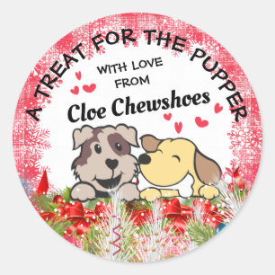 De hondenhond van kerstgezelschapsdieren is gepers ronde sticker