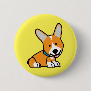 De hondpuppy van een hond gelukkige Pembroke Ronde Button 5,7 Cm