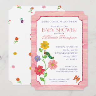 De hongerige rups   Roze Baby shower Kaart