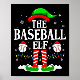 De Honkbal Elf Grappig Matching Xmas Baseball Chri Poster