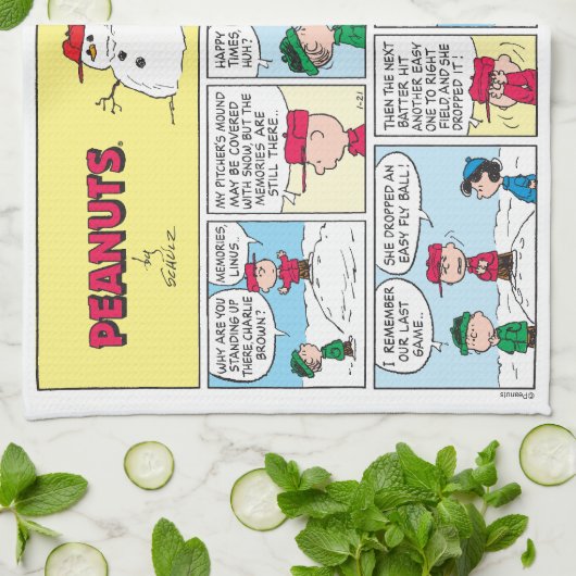 De honkbalherinneringen van Charlie Brown Theedoek (Gevouwen)