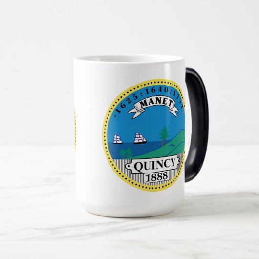 De hoofdplaats is Quincy Massachusetts Magische Mok (Voorkant rechts)