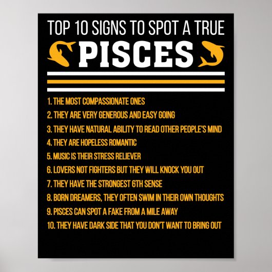 De hoogste 10 signalen om een ware pisces te plaat poster (Voorkant)