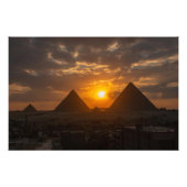 De horizon van het worden: Gizeh Piramides Zonsond Foto Afdruk (Voorkant)