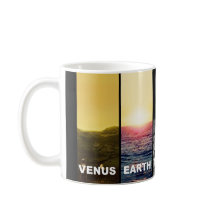 De horizons van Venus Earth Moon Mars en Titan