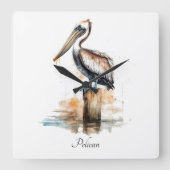 De houding van de pelikaan vierkante klok (Voorkant)