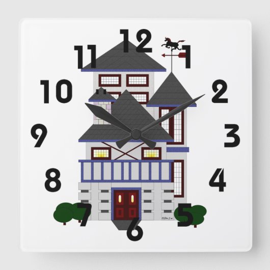 De House Clock Vierkante Klok (Voorkant)