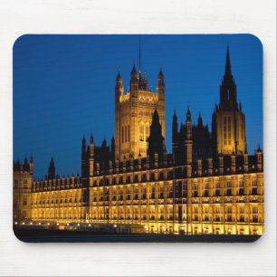 De Houses of Parliament 's nachts in de stad Muismat