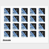 De Hubble Ruimtetelescoop met een blauwe aarde Vierkante Sticker (Vel)