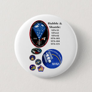 De Hubble Telescope en de Shuttle Ronde Button 5,7 Cm