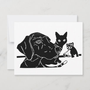 De Huisraad Linocut RSVP Kaartje