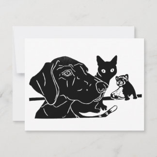 De Huisraad Linocut RSVP Kaartje