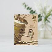 De Hulst van het Vogelhuis van de Mus van de Vogel Feestdagenkaart (Staand voorkant)