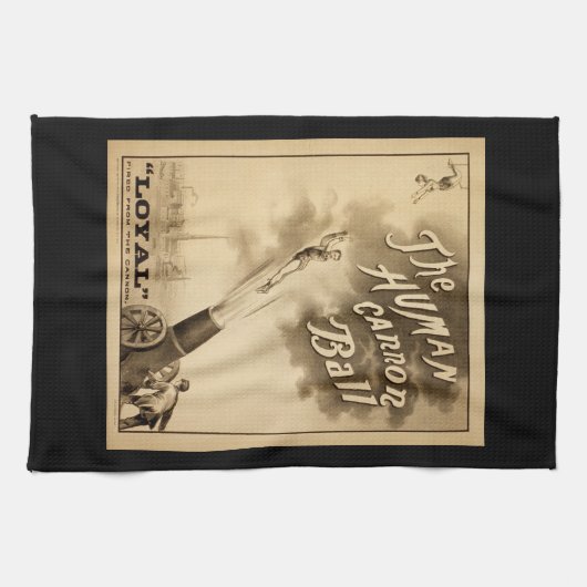 De Human Cannon Ball  Circus Act Victoriaans Theedoek (Horizontaal)
