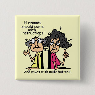 De Humor van de Houding van echtgenoten en van Vro Vierkante Button 5,1 Cm